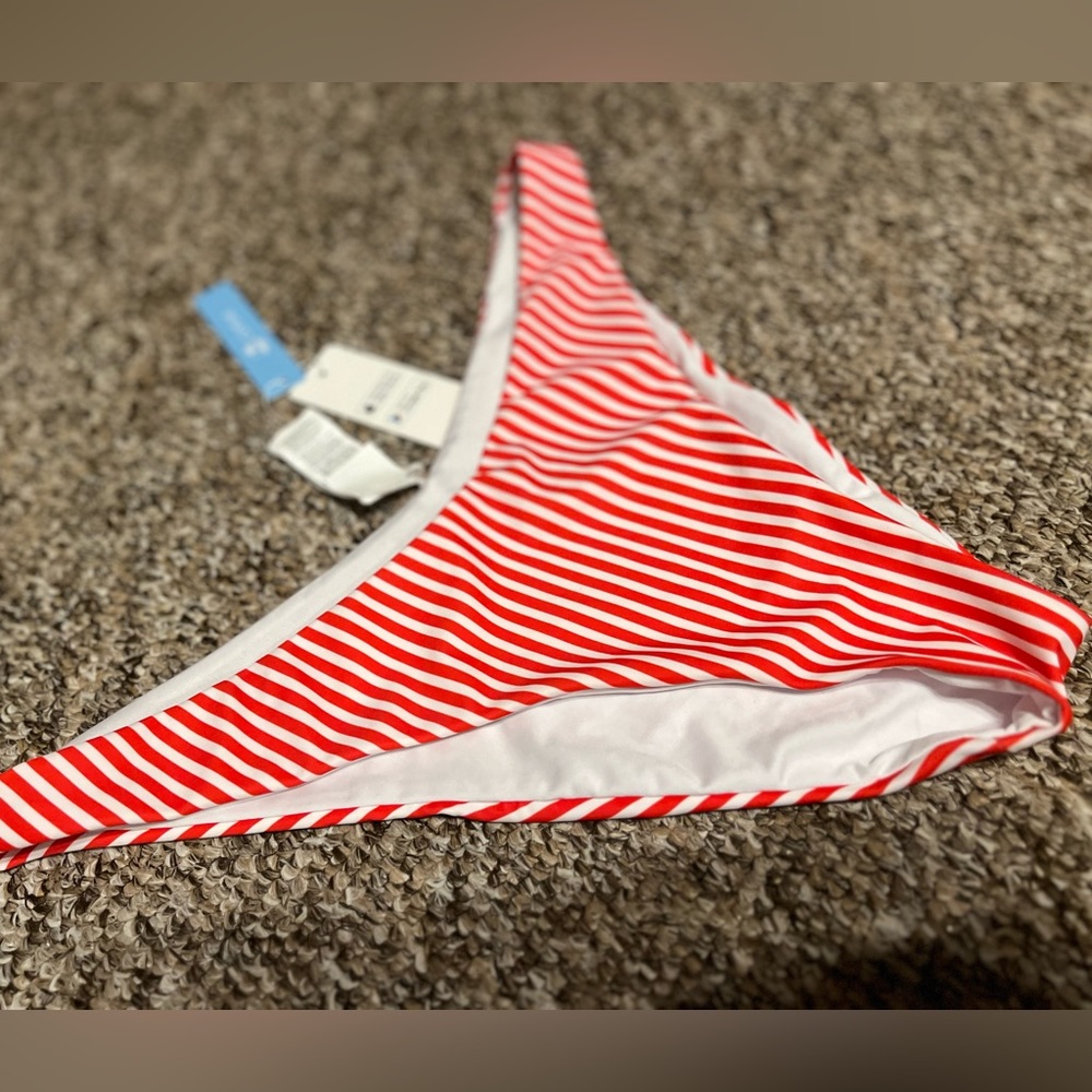 Cupshe Red and White Striped bikini bottoms